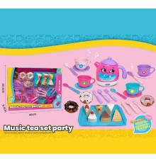 Набір посуду 3221 B (30) чайник, підсвічування, звуки, мелодії, датчики руху, на батарейках, посуд, солодощі, в коробці