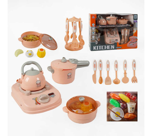 Набір посуду 096 D-4 Штрих=00285 (15)18елем., електрична плита, звук, підсвічування, парогенератор, продукти, озвучування китайською мовою, в коробці