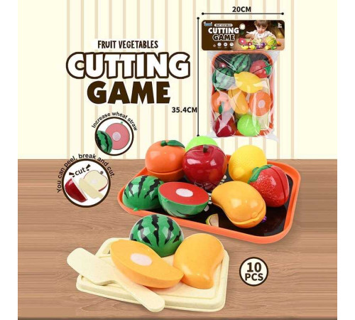 Продукти на липучці JQ 912-5 (96) 10 елементів, овочі, фрукти, таця, дощечка, ніж, в пакеті