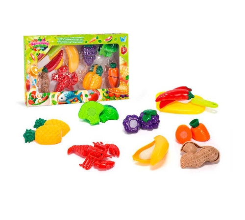 Набір продуктів “Кулінарна фантазія” 77360 (64/2) "WToys", 18 елементів, на липучках, дошка для нарізання, ніж, в коробці – в наличии! Купите сейчас у KAZKOVA