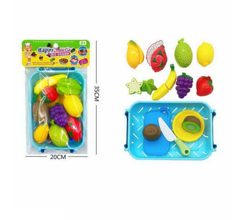Набір продуктів 174 A2 (72/2) 9 фруктів та ягід на липучках, таця, дошка для нарізання, тарілка, ніж в пакеті