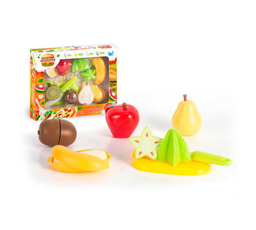 Набір продуктів “Кулінарна фантазія” 22140 (96/2) "WToys", 12 елементів, фрукти на липучках, дошка для нарізання, ніж, в коробці – в наличии! Купите сейчас у KAZKOVA