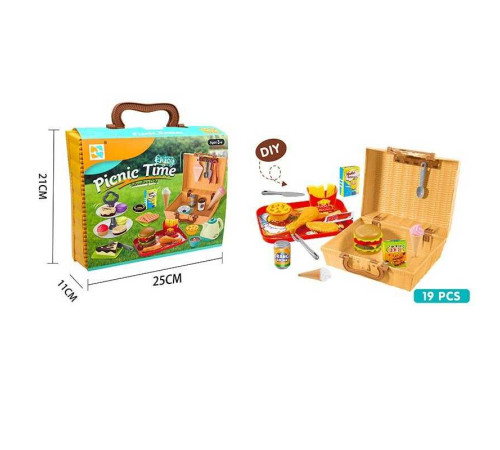 Набір продуктів 699-93 (48/2) 19 елементів, таця, кошик, посуд, конструктор бургера, в коробці