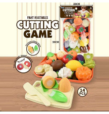 Продукти на липучці JQ 912-7 (48) 14 елементів, овочі, фрукти, таця, дощечка, ніж, в пакеті