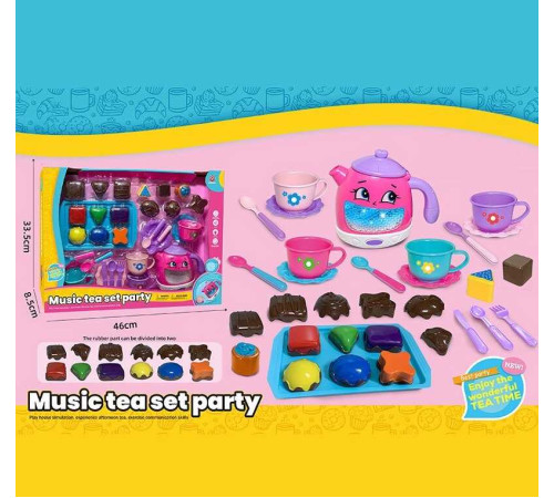 Набір посуду 3222 A (30) чайник, підсвічування, звуки, мелодії, датчики руху, на батарейках, посуд, солодощі, в коробці