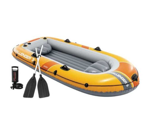 Intex Тримісний надувний човен 66313 NP (2) 295х137х43см, (весла, ручнийнасос) 3-х камерний.
