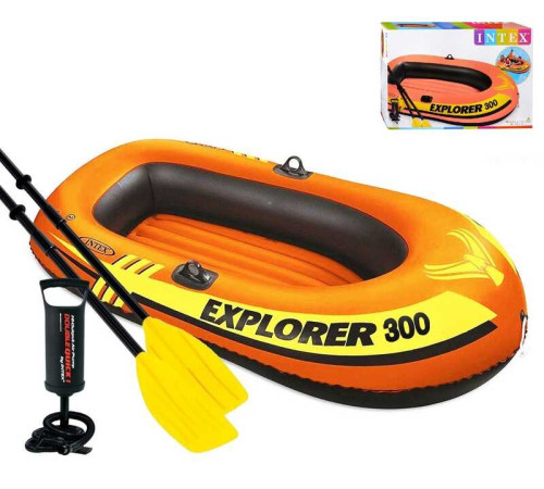 Intex Човен 58332 NP (3) тримісний + пластикові весла та ручний насос, 211х117х41см