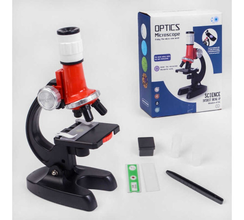 Мікроскоп LZ 8601 (36) підсвічування, предметне скло, колби, пластиковий контейнер, в коробці