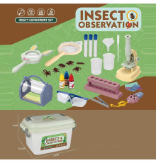 Набір дослідів W 616 (48) мікроскоп на батарейках, підсвітка, пробірки, пінцет, лупа, сачок, флакони з "реактивами", наукові аксесуари, моделі комах, окуляри, в боксі