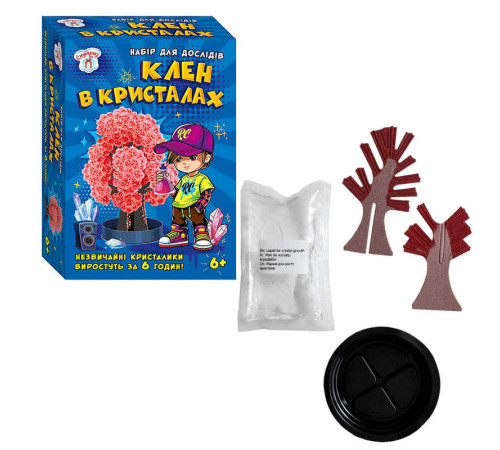 гр Набір для експериментів "Клен в кристалах (червоне)" 10114183У (95) "Ранок", розчин, основа, в коробці – в наличии! Купите сейчас у KAZKOVA