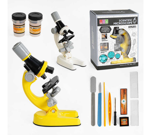 Мікроскоп 1012 A-1 (48/2) 2 кольори, підсвічування, скельця та пляшечки для зразків, інструменти, викрутка, інструменти, в коробці