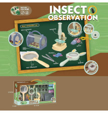 Набір дослідів W 612 (48/2) мікроскоп на батарейках, підсвітка, лупа, сачок, пінцет, моделі комах, в коробці