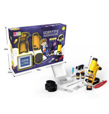 Мікроскоп 20210 A-2 (24/2) розмір: 6.3х7х13 см, підсвічування, 50-120х збільшення, підсвічування, фокусування, 2 колби, предметні скельця, пінцет, інструменти, текстильний мішечок, в коробці