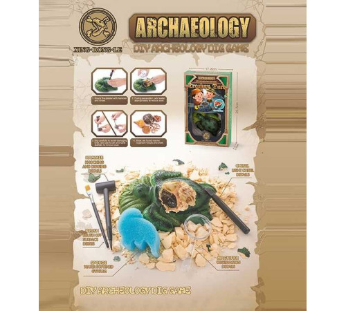 Розкопки 129-57 (48/2) гіпсовий блок, скам’янілості, черепашки, інструменти, в коробці