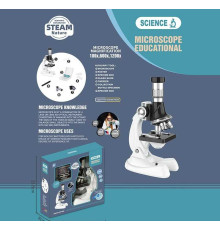 Мікроскоп 3303 (60) збільшення 100х, 600х та 1200х, інструменти, зразок, скельця, підсвічування, в коробці