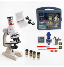 Мікроскоп BG 020 (8) металопластик, підсвічування, від батарейок, підставка для телефона, інструменти, аксесуари, у валізі