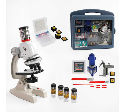 Мікроскоп BG 020 (8) металопластик, підсвічування, від батарейок, підставка для телефона, інструменти, аксесуари, у валізі