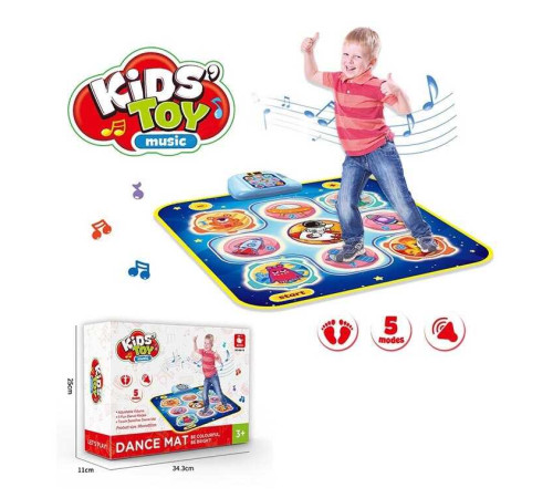 Танцювальний килимок 666-18 (10) підсвічування, мелодії, від батарейок, регулювання гучності, 6 рівнів, в коробці