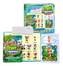 Інтерактивна книга "Світ тварин" 70456 (48) "WToys", ОЗВУЧУВАННЯ УКРАЇНСЬКОЮ МОВОЮ, віршики та цікаві факти, сенсорні кнопки, гра з липучками, дошка для малювання, в коробці