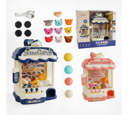 Ігровий автомат 33936 (6) 2 види, висота 36см, звукові ефекти, підсвічування, м’які іграшки, кульки, від батарейок/мережі, в коробці