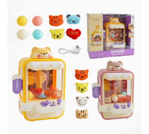 Ігровий автомат 33937 (12) 2 види, мелодії, регуляція гучності, м’які іграшки, кульки, від батарейок/мережі, в коробці