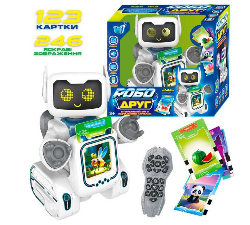 Робот-картридер на радіокеруванні “РобоДруг” 89610 (12) "WToys", ОЗВУЧУВАННЯ УКР МОВОЮ, 123 картки, 246 зображень, казки, пісні, історії, сенсорна кнопка, у коробці – в наличии! Купите сейчас у KAZKOVA Робот-картридер на радіокеруванні “РобоДруг” 89610 (12) "WToys", ОЗВУЧУВАННЯ УКР МОВОЮ, 123 картки, 246 зображень, казки, пісні, історії, сенсорна кнопка, у коробці – в наличии! Купите сейчас у KAZKOVA