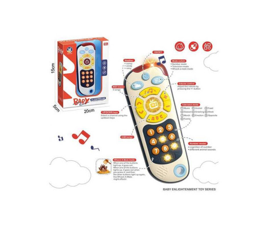 Пульт музичний 909-2503 (72/2) озвучування англійською, підсвічування, погода, мелодії, пісеньки, гра на швидкiсть реакції, цифри, звуки тварин, кілька режимів, регуляція гучності, в коробці