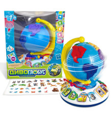 Диво-глобус 62609 (12) "WToys", ОЗВУЧУВАННЯ УКРАЇНСЬКОЮ МОВОЮ, 7 віршів, 7 пісень, 10 казок, ноти, цифри, сортер, намистини, підсвічування, в коробці