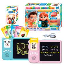 Картридер Всезнайко 94930 (24) "WToys", 2 кольори, ОЗВУЧУВАННЯ УКРАЇНСЬКОЮ МОВОЮ, вбудований акумулятор, розмір - 24х1.5х17 см, кольорова LCD - дошка, діагональ - 8 дюймів, стилус, 122 двосторонні картки, 18 тем, казки, пісні, цікаві факти, в ко