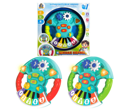 Кермо музичне 37927 (32) "Wtoys", підсвічування, звукові ефекти, правила дорожнього руху, в коробці