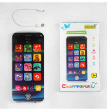 Музичний телефон TK - 11206 (60) "WToys", ОЗВУЧУВАННЯ УКРАЇНСЬКОЮ МОВОЮ, 16 сенсорних кнопок, світло, вірші, цифри, скоромовки, тварини, звуки, від акумулятора, провід Type-C, в коробці