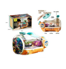 Акваріум NQ 001 (6) підсвічування, компресор, від вбудованого акумулятора/від мережі, кабель type-c, збільшувальна лінза, сачок, аксесуари, в коробці