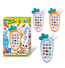 Телефон "Зайчик Звоня" 80650 (96) "WToys", 3 кольори, ОЗВУЧУВАННЯ УКРАЇНСЬКОЮ МОВОЮ, підсвічування, казки, пісні, скоромовки, вірші, в коробці, ВИДАЄТЬСЯ ТІЛЬКИ МІКС ВИДІВ