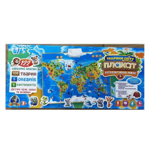 Інтерактивний плакат «Мапа світу» 97899 (45) "WToys", ОЗВУЧ. УКР. МОВОЮ, назви тварин, океанів, континентів, “екзамен”, регулюв. гучн., в коробці