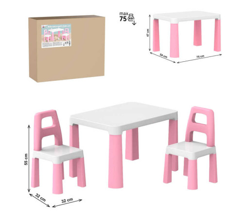гр Дитячий стіл з двома стільцями 0457 (1) "Technok Toys", заокруглені кути, ніжки зі вставками, 2 стільця, в коробці – в наличии! Купите сейчас у KAZKOVA