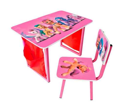 гр Столик "Чарівні поні" C126 (1) рожевий, металеві ніжки, текстильні кармани