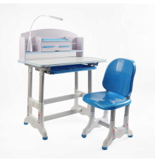 Парта дитяча зі стільчиком BL-14194 (1) колір синій, з полицями, регульована висота та нахил , з лампою, в коробці