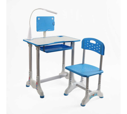 Парта дитяча зі стільчиком J-41526 (1) колір синій, регульована висота та нахил, з лампою, в коробці