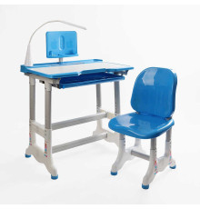 Парта дитяча зі стільчиком L-70106 (1) колір синій, регульована висота та нахил, з лампою, в коробці