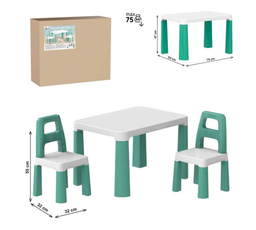гр Дитячий стіл з двома стільцями 0440 (1) "Technok Toys", заокруглені кути, ніжки зі вставками, 2 стільця, в коробці – в наличии! Купите сейчас у KAZKOVA