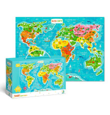 гр Пазли картонні (5-7 років) "Мапа Світу" укр. версія 300110/100110 (10) 100 елементів "Dodo"
