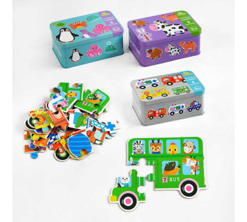 Пазли C 60426 (60) 6 пазлів, металева коробка, вивчення цифр, ВИДАЄТЬСЯ МІКС, в коробці – в наличии! Купите сейчас у KAZKOVA