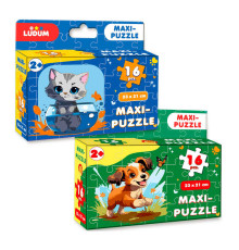 гр Максі-пазл "Котик1+Песик1" ME5032-09 (11) "Ludum", 2 пазли по 16 елементів, в коробці