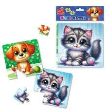 гр Пазли м`які А4 "Котик та песик" VT1102-37 (24) "Vladi Toys", 2 пазли, 9 і 16 елементів, у пакеті