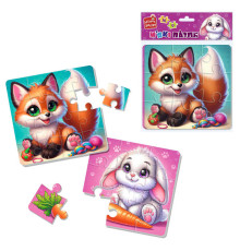 гр М’які пазли "Зайчик та лисичка" VT1102-35 (24) "Vladi Toys", 2 пазли, 9 елементів та 16 елементів, в пакеті