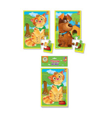 гр М'які пазли А5 "Котик та песик" VT 1103-43 (25) укр "Vladi Toys", 18 елементів