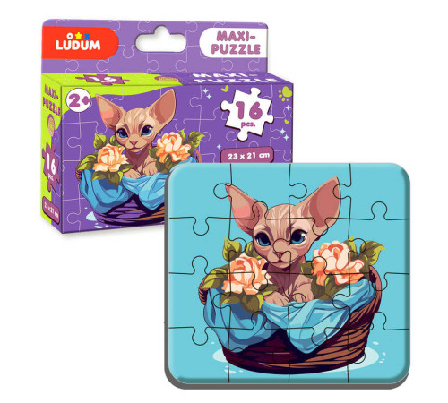 гр Максі-пазл "Котик 2" МЕ 5032-03 (12) "Ludum", 16 елементів, в коробці – в наличии! Купите сейчас у KAZKOVA