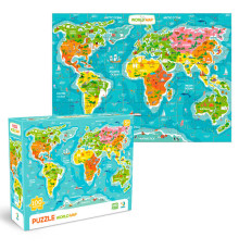 гр Пазл "Мапа світу" 300704 (48) "DoDo", назви англійською мовою, 100 елементів, розмір зібраного пазла: 28х39 см, в коробці