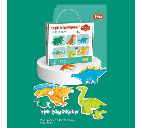 Пазли 88769 (60/3) 39 елементів, "Динозаври", 6 тваринок, 6 карток-прикладів, в коробці – в наличии! Купите сейчас у KAZKOVA