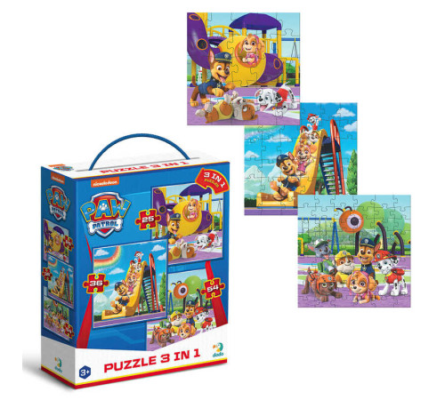 гр Пазл 3в1 "Ігровий майданчик" 200578 (12) "DoDo", 25-36-54 елементів, рівні складності, в коробці